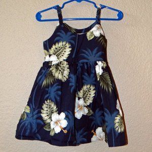 Pacific Legend blue floral  Hawaiian Dress with white flowers Sz 1-2 (12-24 mo)